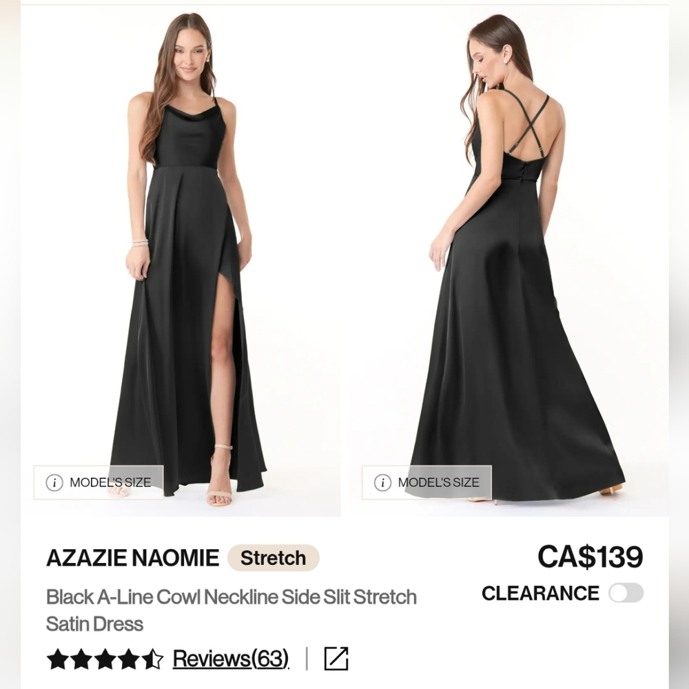 Azazie Naomie Black Maxi Dress with Cowl Neck